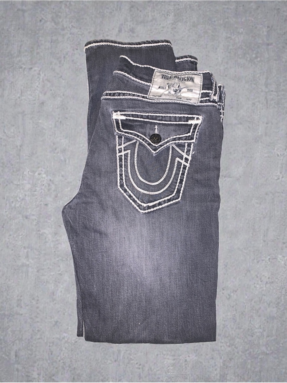 True Religion Men's Straight Leg Jeans with Contrast Stitching